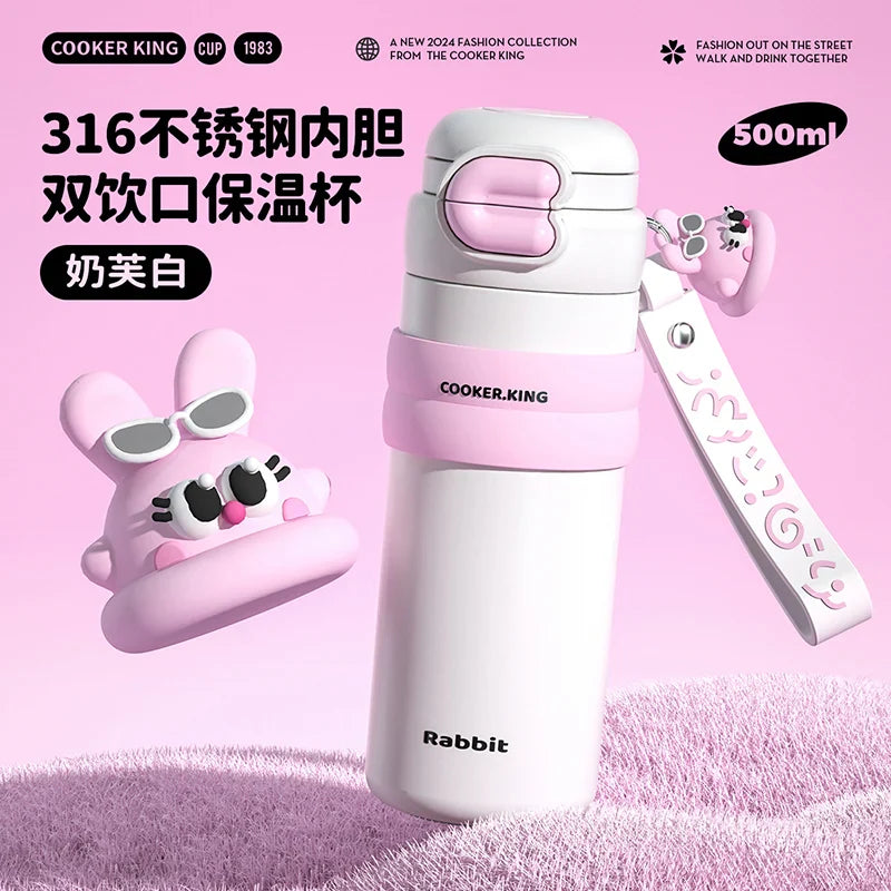 BUNNY THEMED 510ML DUAL-USE THERMOS 🐰☕💖